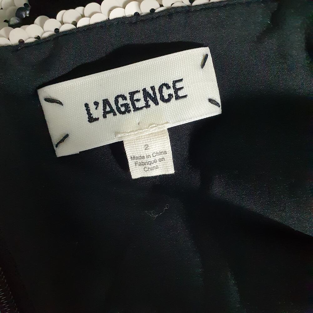 L'Agence Striped Sequin Black Ivory Elora Mini Size 2 Dress - Picture 4 of 6